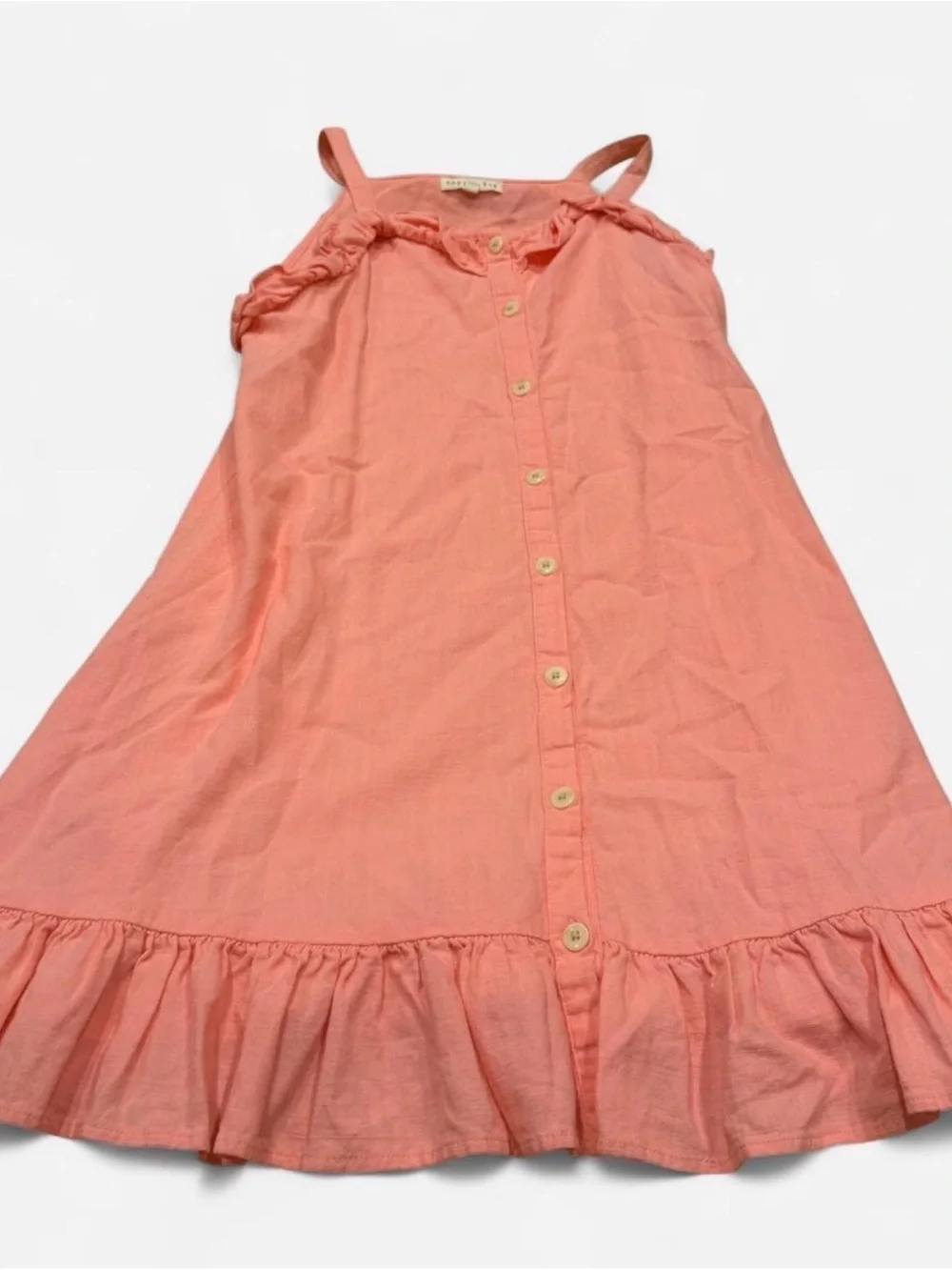 Copper Key Coral Button-Front Ruffle Sundress